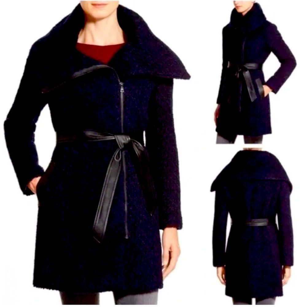 Cole Haan Navy Blue/Black Wool Woman’s Winter Coat (Size 10)